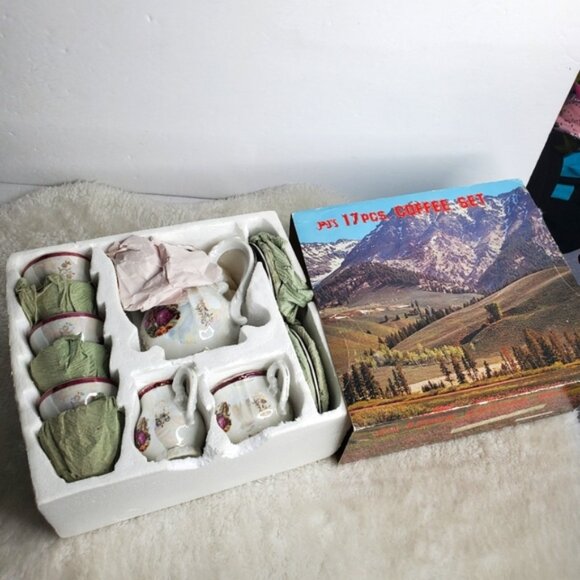 Rare Vintage 17pcs English Colonial Baroque Porcelain Fine China Tea Coffee Set - Picture 1 of 9